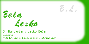bela lesko business card
